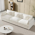 Modular Sectional Sofa 111.5 Inch I-Shaped Cloud Sofa with Deep Seat Chenille Sofa with Cushions Three-Self Sectional Sofa for Living Room ApartmentWhite