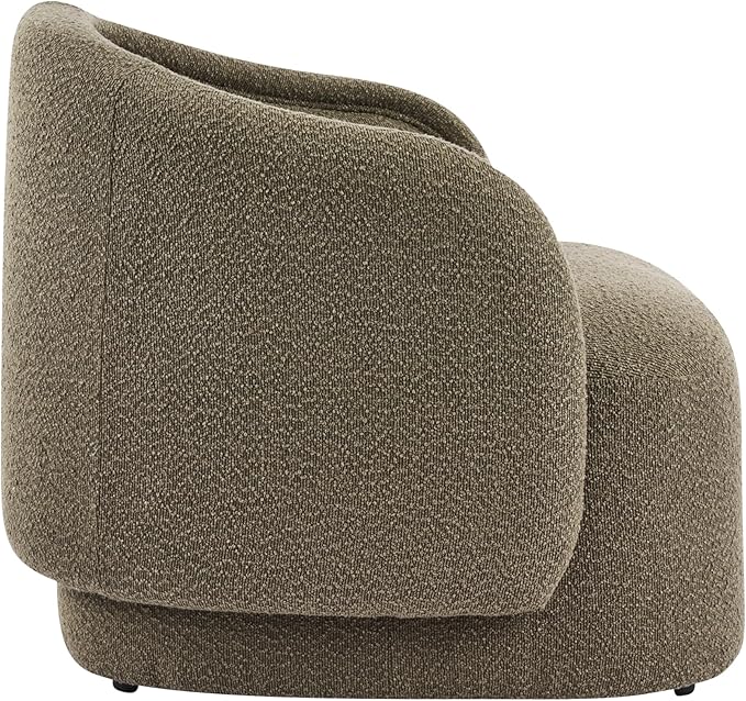 Christopher Knight Home Amanda Low Profile Accent Chair Fabric Round Back Chair Boucle Upholstered Living Room Armchair Comfy Reading Chair for Bedroom Wooden Single Lounge Sofa Dark Green