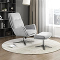 Lexicon 360 Degree Swivel Accent Chair with Ottoman Chenille Upholstered Swivel Lounge Chair with Armrest Criss-Cross Legs and Footstool for Living Room/Office/Bedroom Gray