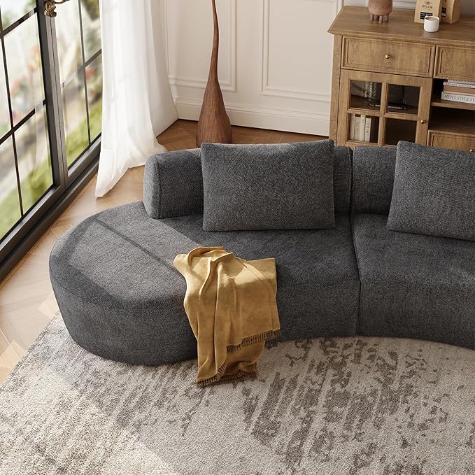 ONBRILL 134“ Cloud Sectional CouchModern Modular Curved Sofa with Deep SeatUpholstered Chenille Boneless Upholstered Couches for Living RoomNo Assembly Required
