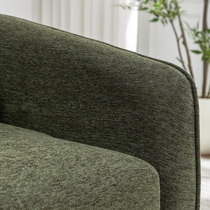MINCETA Oversized Accent Chair for Living Room 360° Swivel Barrel Chair with High Density Foam Modern Glider Chair with Fabric Upholstered Armchair for Apartment Bedroom Green