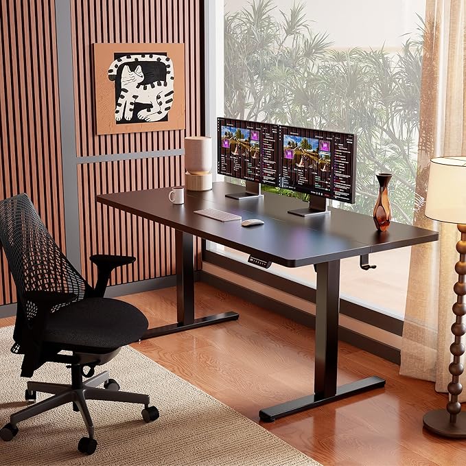 ErGear Height Adjustable Electric Standing Desk 63 x 28 Inches Sit Stand up Desk Memory Computer Home Office Desk Black