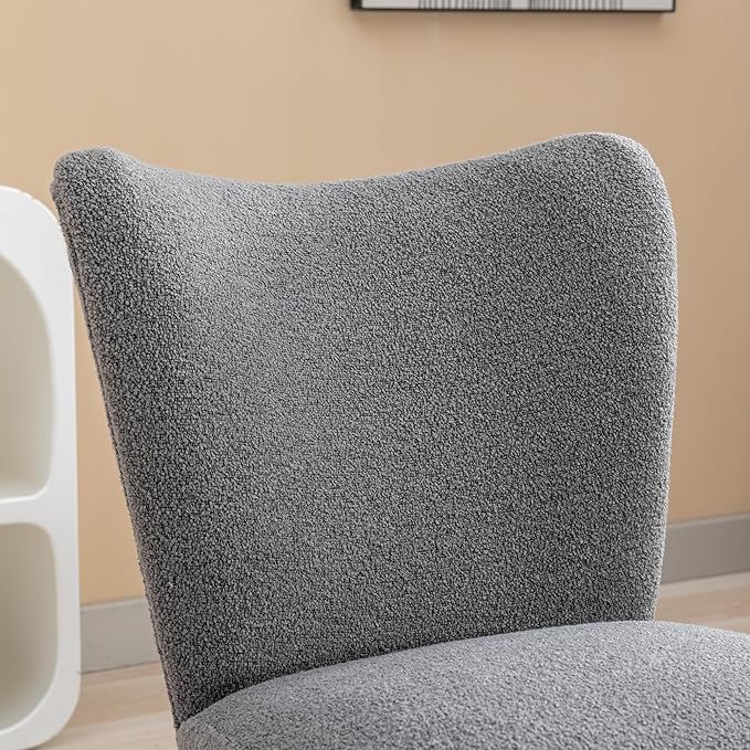 Living Room Chairs Armless Accent Chair with Rubber Wooden Legs Modern Upholstered Corner Side Chair for Living Room Bedroom Office Hotel Gray As Shown