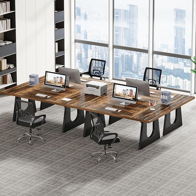 Tribesigns 70.86-Inch Executive Desk Large Computer Office Desk with Double Wood Pedestal Modern Simple Style Rectangle Writing Table for Home Office (Dark Brown)
