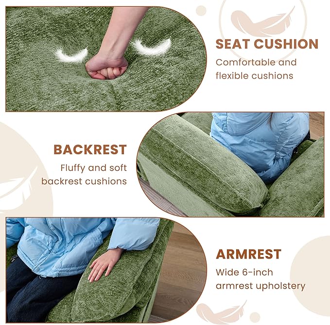 83 Loveseat SofaCloud Couch for Living RoomComfy Love Seat with Double Cushion2 PillowsRemovable Cover for Bedroom Apartment and Office