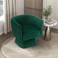 Lexicon 360 Degree Swivel Accent Chair Modern Comfy Velvet Barrel Chair Diamond Stitched Details Plush Foam Cushions Metal Swivel Base for Living Room/Bedroom/Apartment/Office Green