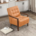 Lexicon Modern Accent Chair Luxury Genuine Leather Match Living Room Chair with Tufted Cushions Solid Wood Frame and Arm Rest Comfy Upholstered Single Seat for Bedroom/Reading/Office Orange