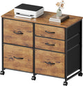 Lateral File Cabinet with 5 Drawers Rolling Filing Cabinets Under Desk Storage Printer Stand with WheelsMobile File Cabinet for Home OfficeRustic Brown