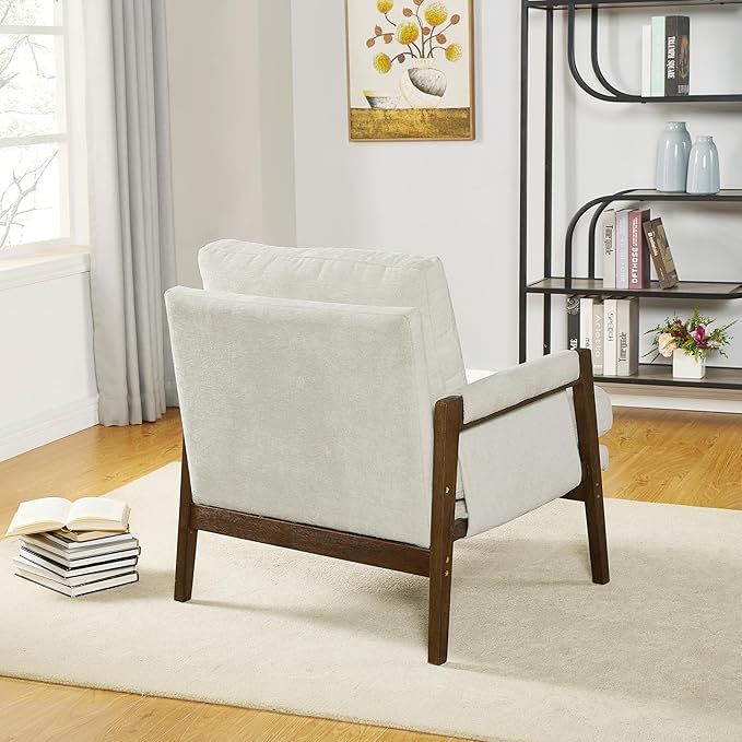 Roundhill Furniture Kelly Mid-Century Modern Accent Armchair White