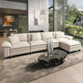 HERA'S HOUSE 158 Modular Sectional Sofa Oversized L Shaped Couches for Living Room Comfy Cloud Couch with Ottoman 5-Seater Deep Seat Sofa with Throw Pillow Chenille Beige