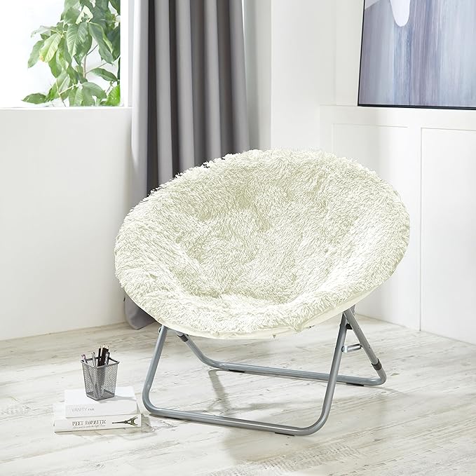 Urban Lifestyle Oversized Mongolian Faux Fur Saucer Chair White