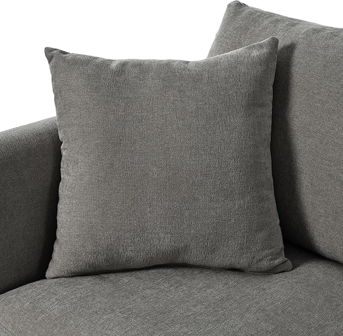 ERYE L-Shaped Right Facing Sectional Sofa Oversized Chenille Upholstered Corner Couch W/Curved Chaise Seat and 3 Toss Pillows Modern L-Shaped Sofa Couches for Living Room