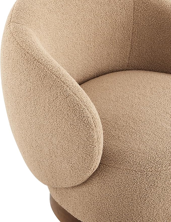 Swivel Accent Chair Round Barrel Armchair Upholstered Performance Fabric for Living Room Bedroom Waitingroom2 BoxSand