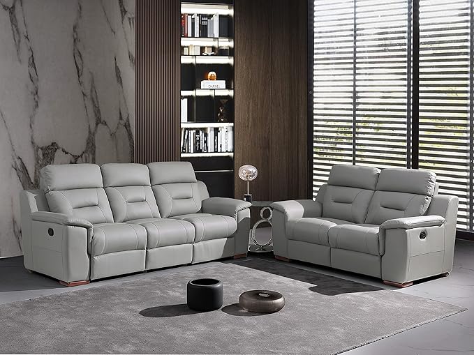Blackjack Furniture Walker Leather Match Upholstered Reclining Living Room Chair Lava Gray