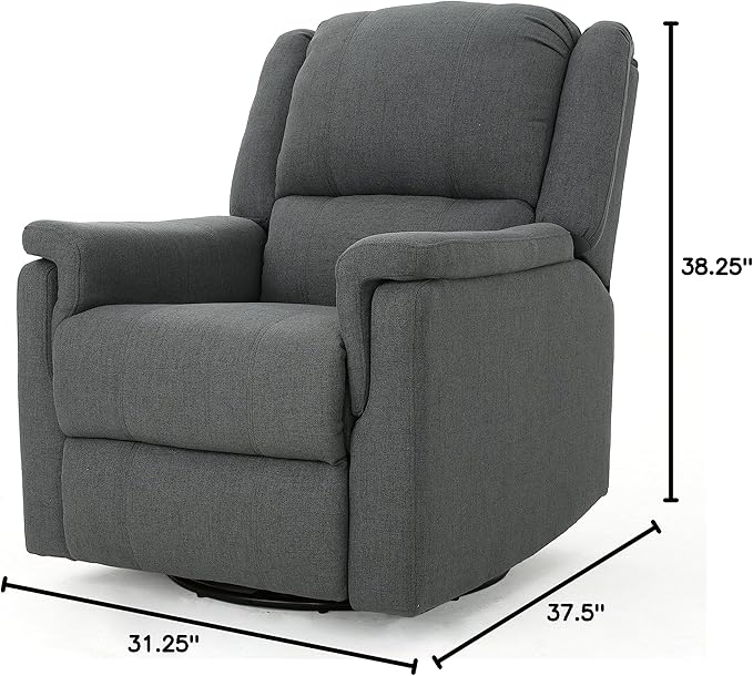 Christopher Knight Home GDFStudio Jemma Tufted Fabric Swivel Gliding Recliner Chair (Charcoal)