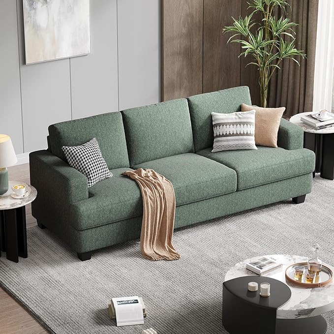 Fadware Sofa Couch 3 Seater Sofa with Suppleness Armrests Fabric Deep Seat Sofa with Upholstered Cushion&amp Backrests Modern Comfy Couch for Living Room Apartment