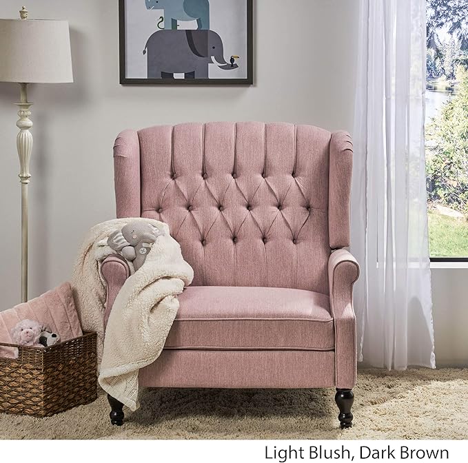 Christopher Knight Home Salome Push Back Recliner Light Blush Dark Brown