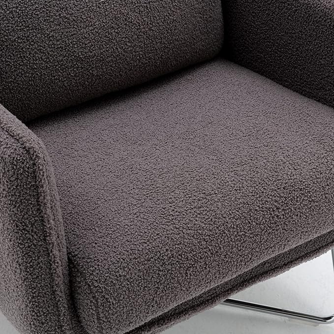 Modern Comfy Leisure Accent Chair Teddy Short Plush Particle Velvet Armchair with Lumbar Pillow for Living Room