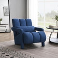 Modern Upholstered Accent Chair Comfortable Linen Fabric with a Pillow for Living RoomBedroom. Linen Blue