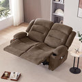 Oversized Recliner Sofa with Heat and Massage Big Large 2-Seater RV Recliner Couch Sofa for Living Room Wall-Hugger Reclining Sofa with Cup Holders and USB Port(Fabric Brown)