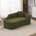 68 Curved Loveseat Sofa Modern Chenille Floor Couch with Pillow No Assembly Deep Seat Chaise Lounge for Bedroom Apartment Living Room Green