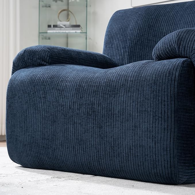 42 Mid-Century Modern Oversized Accent Armchair Comfy Upholstered Chenille Boneless Single Sofa Chair Wide Armchair Reading Chairs for Living Room Bedroom Office (Navy)