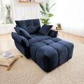 Aoowow Modular Sectional Sofa Chair with Movable Ottoman 47” Modern Chenille Single Seater Sofa Upholstered Sofa Couches for Living Room Apartment BedroomBlue