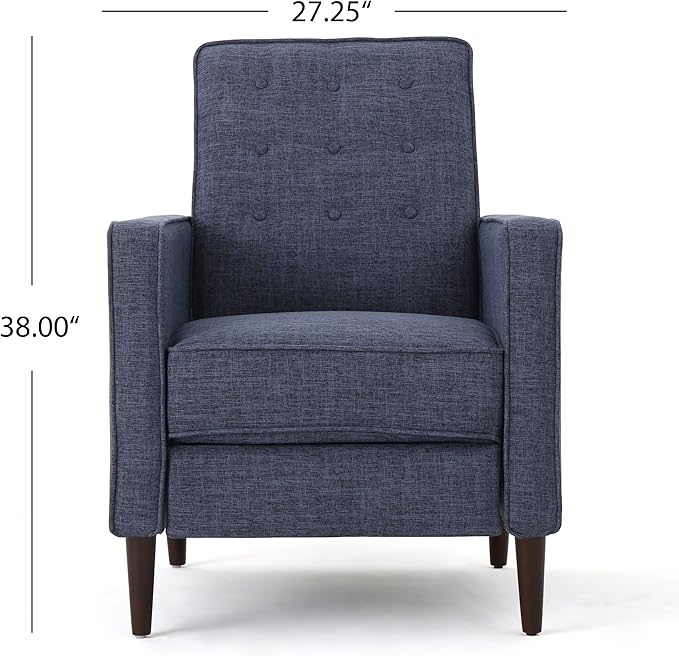 Christopher Knight Home Mervynn Mid-Century Modern Fabric Recliners 2-Pcs Set Dark Blue