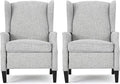 Christopher Knight Home Ellyn Fabric Recliner (Set of 2) Light Gray Tweed Dark Brown
