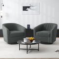 Swivel Barrel Accent Chair Modern Round Chenille Fabric Arm Chair for Living Room Bedroom Comfy Club Reading Chairs for Adults（Chenille Fabric Grey Set of 2