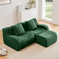 82.7'' Modular Sectional Sofa Boneless Couch L Shaped Sectional Couches for Living Room with Deep Seat and Ottoman Comfy Teddy Cloud Couch Loveseat Small Couches for Small Spaces Green