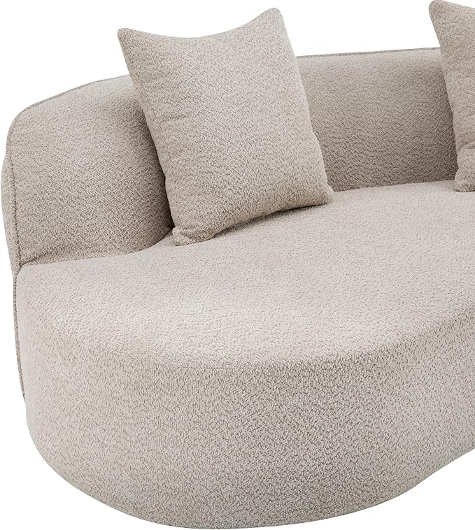 Christopher Knight Home Braebt 126 Comfy Upholstered Cloud Couch 5-Seater Sofa Couches Curved Modular Sectional Sofa with 4 Throw Pillows for Living Room Study No Assembly Required Almond