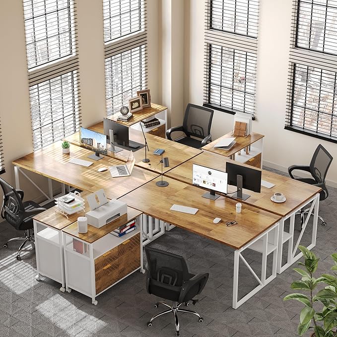 LITTLE TREE 63-Inch Office Desk with 31.5-Inch Lateral File Cabinet Study Writing Desk Computer Desk for Home Office