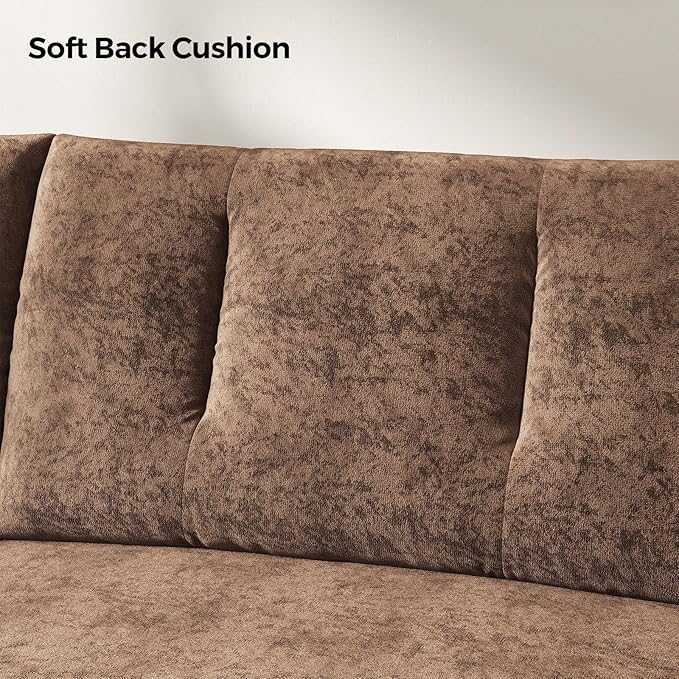84.5 Inch Loveseat SofaModern Couch and SofaFeather-tip armrest DesignSturdy and Easy InstallationSmall Sofa for Living Room Bedroom Office and ApartmentChenille FabricBrown