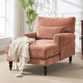 Chaise Lounge Chair Indoor Modern Leisure Sleeper Sofa Chair w/Double Deep Cushion Accent Upholstered Reading Side Armchair Recliner Arm Chairs for Living Room &amp Bedroom Easy AssemblyOrange
