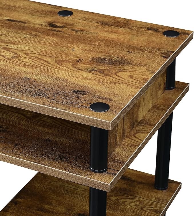 Convenience Concepts Designs2Go No Tools Desk - Home Office Desk with Shelves Corner Shelf Vanity Desk Computer Desk Nail Table for Nail Tech 47.25 L x 15.75 W x 30 H Barnwood/Black