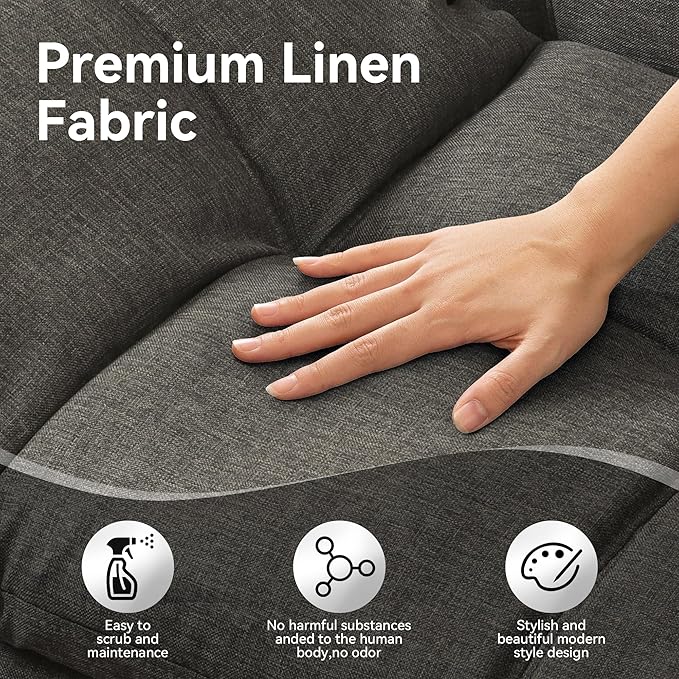 Vyfipt 71 Convertible Futon Sofa Bed3-in-1 Linen Fabric Futon Couch with Memory Foam Modern Foldable Sleeper Loveseat for Small Spaces Living RoomOffice &amp ApartmentDark Grey