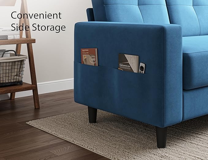 Txtin's Loveseat Sofa | 53 Love Seat | Small couches for Small Spaces | 2 Seater Mini Couch for Bedroom Apartment Office Living Room Blue