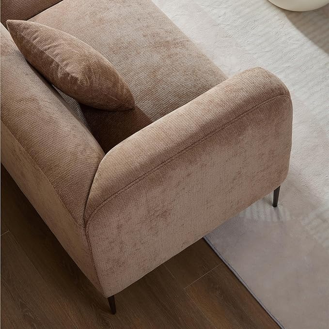 MEETAKING 82.7 Modern Sofa 3-Seater Boucle Couch with Metal Legs Luxury Deep Seats Cloud Sofas Minimalist Living Room Couches for Apartment Home Office Bedroom - Camel