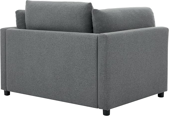 Modern Chenille Oversized Armchair with Ottoman 50.4 Wide Accent Chair Luxurious Linen Fabric Single Sofa Chair with Pillows and Wide Armrests Living Room Apartment Offices (Dark Grey-50.4'')