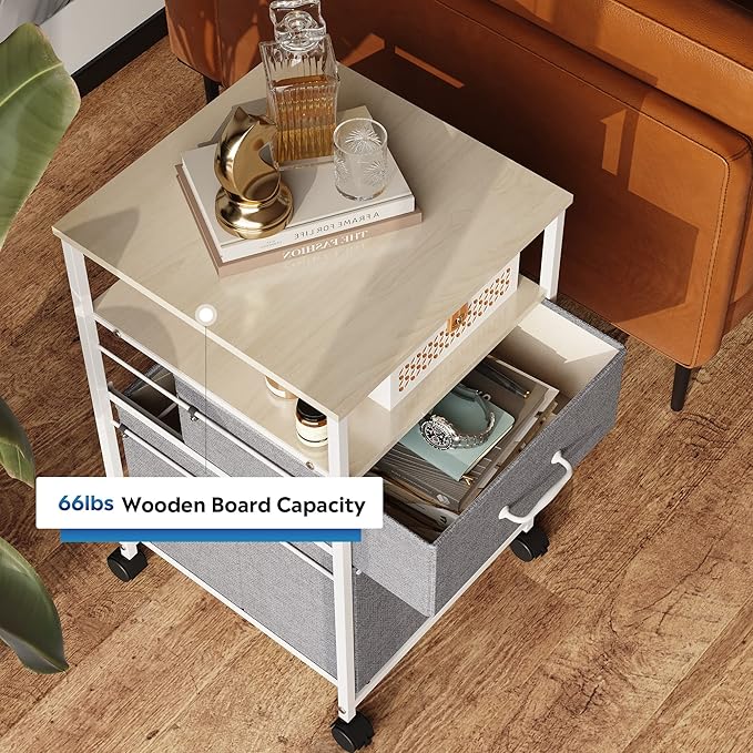 DEVAISE Mobile File Cabinet Combo Set: Lateral 3-Drawer &amp Vertical 2-Drawer with Open Shelf | Rolling Light Grey Office Storage Cabinets with Locking Casters