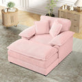 TTK Oversized Chaise Lounge Chair with Ottoman - 39.17 Wide Modern Sleeper Sofa for Living Room Bedroom &amp Office - Deep Seat Sectional Couch with Pillow Comfortable Reading ChairWhite