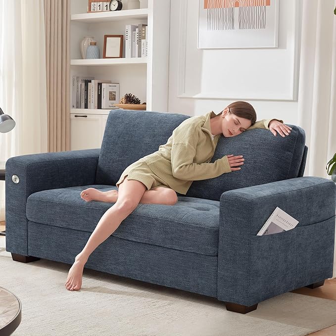 Ihanherry 70 Inch Loveseat Sofa with USB/Type-C Charging Port &amp Side Pocket Comfy Modern 2-Seats Sofa for Living Room &amp Bedroom Removable Medium Firm Sofa Cushion Breathable Chenille Fabric
