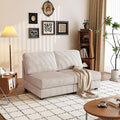 59.06 Modular Sectional Loveseat 2-Piece Deep Seat Corduroy Lounge Sofa Small Loveseat Couch for Living Room Bedroom ApartmentBeige