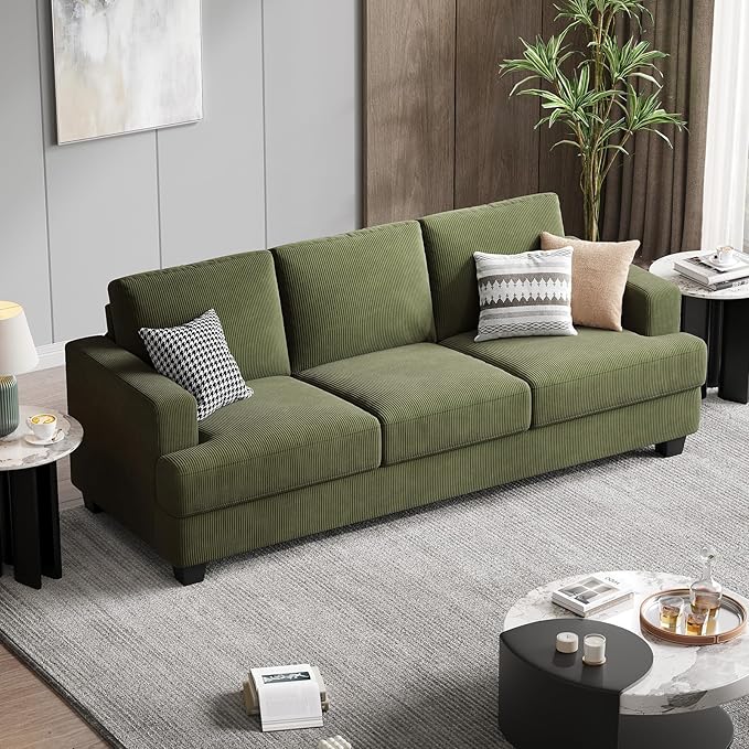 Fadware Sofa Couch 3 Seater Sofa with Suppleness Armrests Fabric Deep Seat Sofa with Upholstered Cushion&amp Backrests Modern Comfy Couch for Living Room Apartment