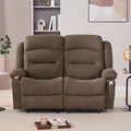 Oversized Recliner Loveseat with Heat and Massage Wall-Hugger Reclining Sofa with Cup Holders and USB Port Big Large 2-Seater Double RV Recliner Loveseat for Living Room (Fabric Brown)