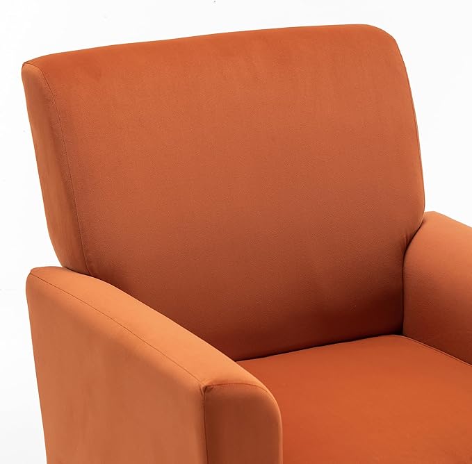 Contemporary Accent Arm Chair with Birch Wood Frame and Velvet Upholstery Armchair for Office and Living Room Decor Removable Cushions Orange