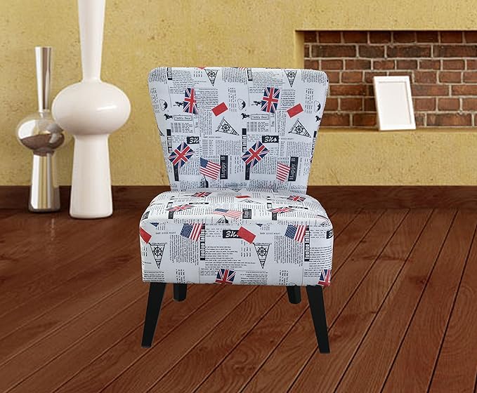 Alice Collection Contemporary Fabric Flag Upholstered Living Room Accent Chair Red/White/Blue