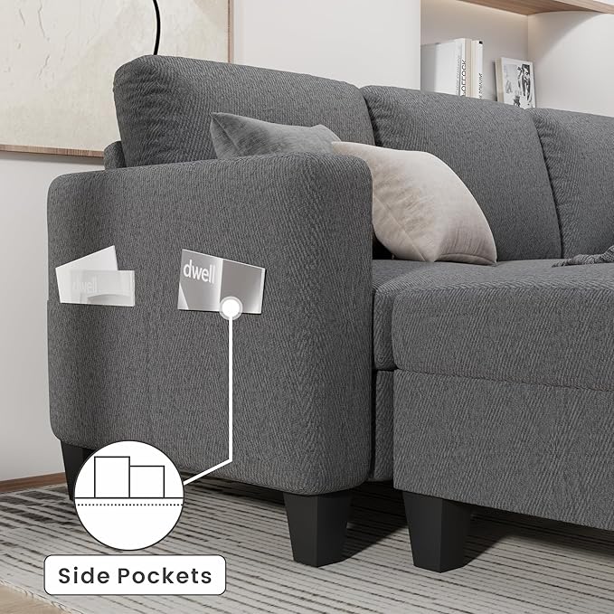 Sectional Couches for Living Room 78 L Shaped Sofa 3 Seat Modern Couch with Storage Ottoman Convertible Couches for Small Space Living Room Bedroom Apartment and Office