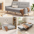 Gizoon 70.9 Sofa Bed Futon Couch Bed with Adjustable Backrest Modern Sleeper Sofa with Removable Armrest for Extended Length Love Seat for Living Room Office and Small Spaces Apartment Grey